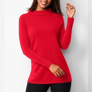 Talbots NWT Sabrina Red 100% Pure Cashmere Sweater Cozy Pullover Portrait Neck